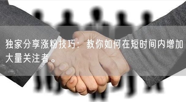 独家分享涨粉技巧:教你如何在短时间内增加大量关注者。