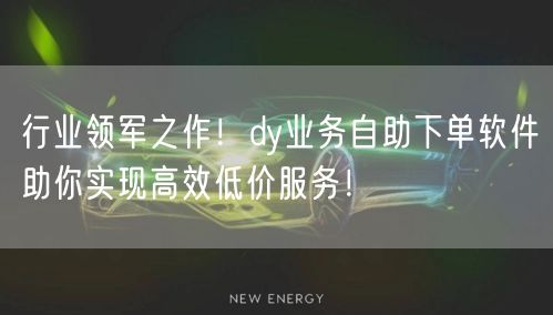 行业领军之作!dy业务自助下单软件助你实现高效低价服务!