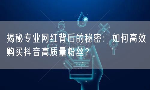 揭秘专业网红背后的秘密:如何高效购买抖音高质量粉丝?