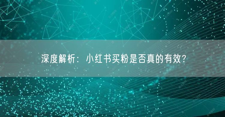 深度解析:小红书买粉是否真的有效?