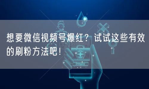 想要微信视频号爆红？试试这些有效的刷粉方法吧！