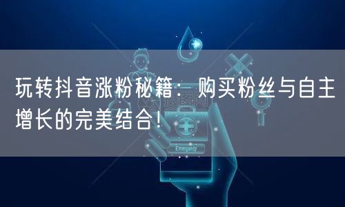 玩转抖音涨粉秘籍:购买粉丝与自主增长的完美结合!