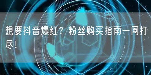 想要抖音爆红?粉丝购买指南一网打尽!