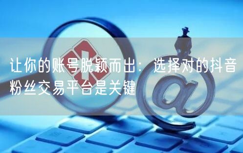 让你的账号脱颖而出:选择对的抖音粉丝交易平台是关键