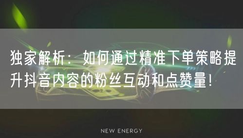 独家解析：如何通过精准下单策略提升抖音内容的粉丝互动和点赞量！