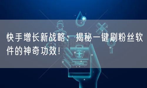 快手增长新战略：揭秘一键刷粉丝软件的神奇功效！