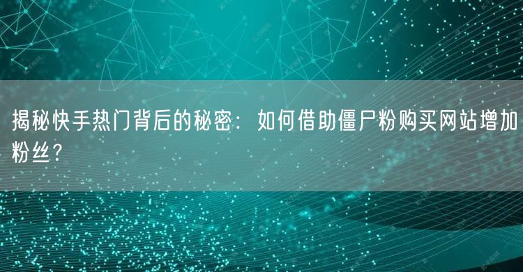 揭秘快手热门背后的秘密:如何借助僵尸粉购买网站增加粉丝?