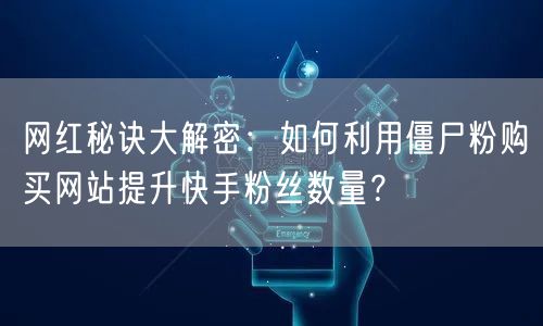 网红秘诀大解密:如何利用僵尸粉购买网站提升快手粉丝数量?