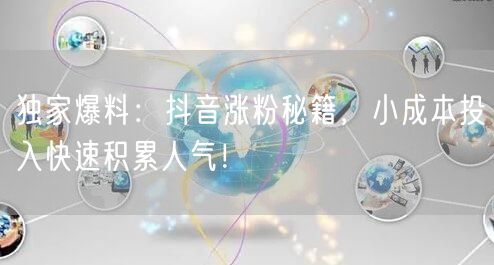 独家爆料:抖音涨粉秘籍,小成本投入快速积累人气!