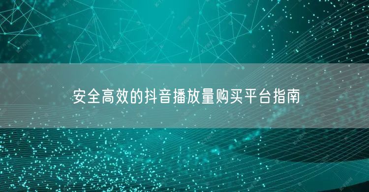 安全高效的抖音播放量购买平台指南