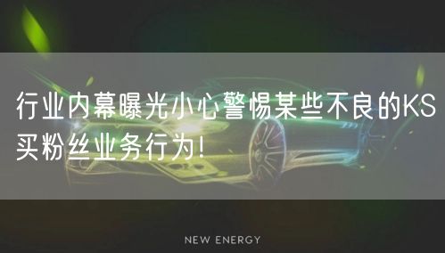 行业内幕曝光小心警惕某些不良的KS买粉丝业务行为!