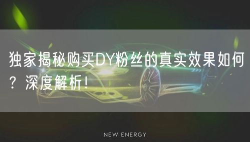 独家揭秘购买DY粉丝的真实效果如何?深度解析!