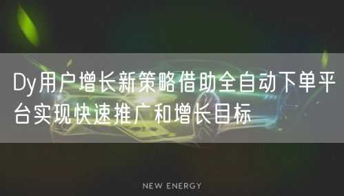 Dy用户增长新策略借助全自动下单平台实现快速推广和增长目标