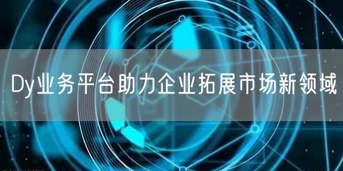 Dy业务平台助力企业拓展市场新领域