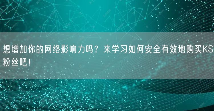 想增加你的网络影响力吗?来学习如何安全有效地购买KS粉丝吧!
