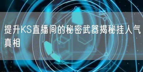 提升KS直播间的秘密武器揭秘挂人气真相