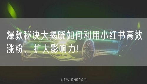 爆款秘诀大揭晓如何利用小红书高效涨粉,扩大影响力!