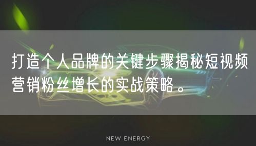 打造个人品牌的关键步骤揭秘短视频营销粉丝增长的实战策略。