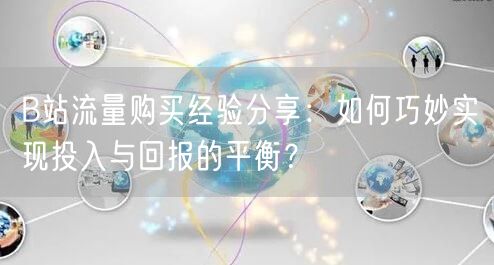B站流量购买经验分享:如何巧妙实现投入与回报的平衡?