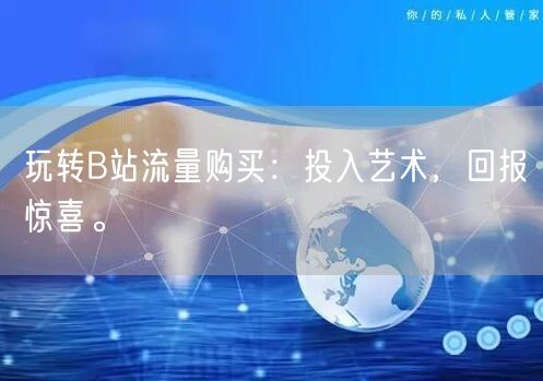 玩转B站流量购买：投入艺术，回报惊喜。
