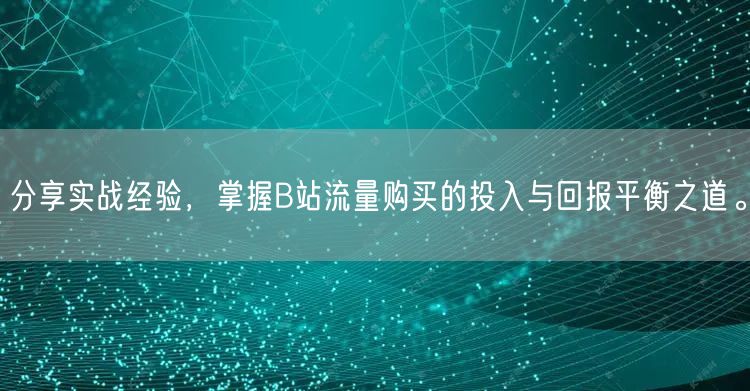 分享实战经验,掌握B站流量购买的投入与回报平衡之道。