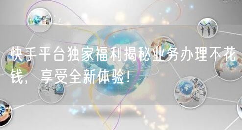 快手平台独家福利揭秘业务办理不花钱，享受全新体验！